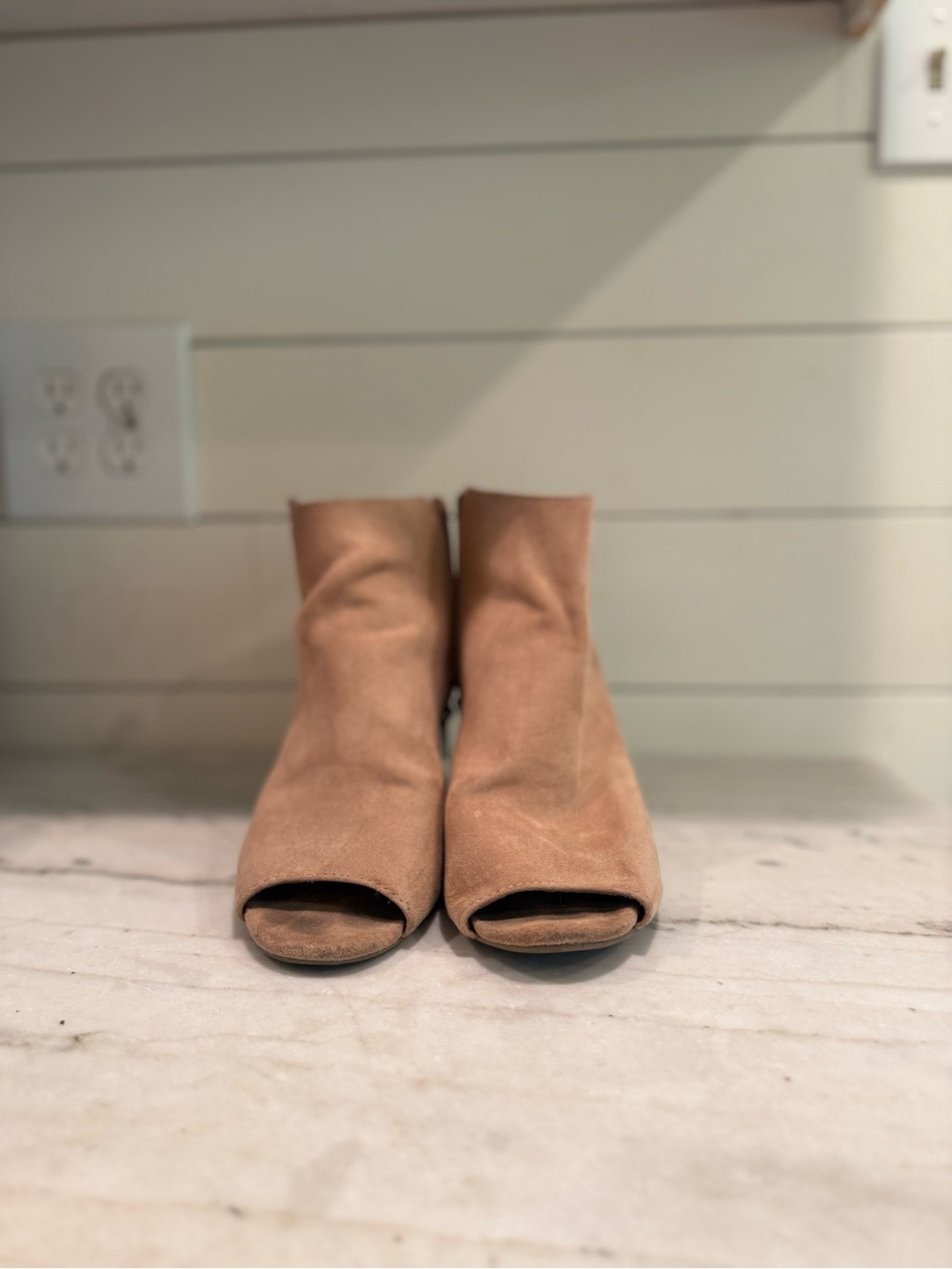Old Navy Open-Toe Suede Ankle Booties in Tan